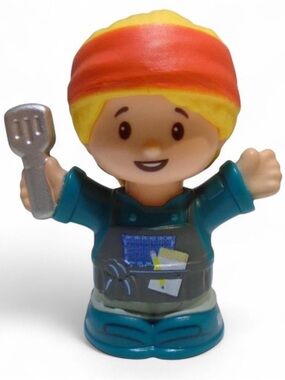 Little People blonde girl cook or chef bbq grill hand band and apron w/ spatula